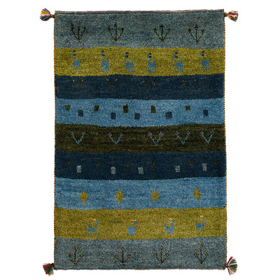 ギャッベ　ペルシャ手織り絨毯　玄関マット　61×91cm