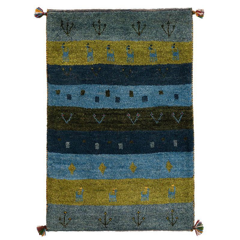 ギャッベ　ペルシャ手織り絨毯　玄関マット　61×91cm