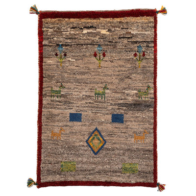 ギャッベ　ペルシャ手織り絨毯　玄関マット　60×88cm