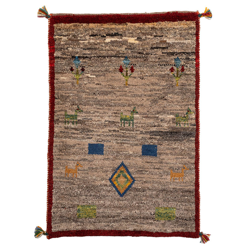 ギャッベ　ペルシャ手織り絨毯　玄関マット　60×88cm