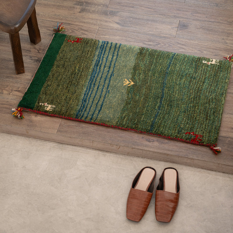 ギャッベ　ペルシャ手織り絨毯　玄関マット　56×90cm