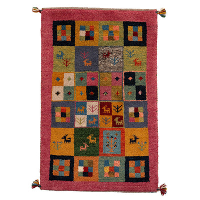 ギャッベ　ペルシャ手織り絨毯　玄関マット　59×92cm