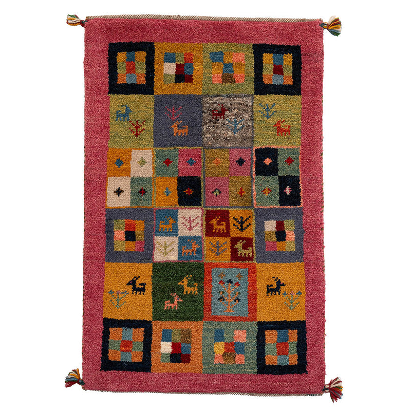 ギャッベ　ペルシャ手織り絨毯　玄関マット　59×92cm