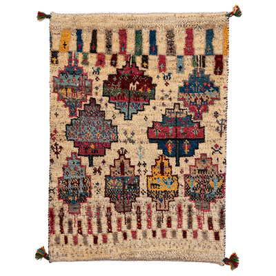 ギャッベ　ペルシャ手織り絨毯　玄関マット　61×86cm