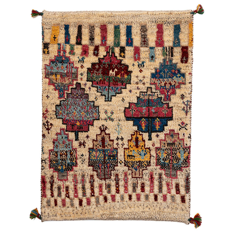 ギャッベ　ペルシャ手織り絨毯　玄関マット　61×86cm