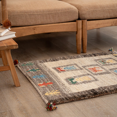 ギャッベ　ペルシャ手織り絨毯　玄関マット　62×80cm