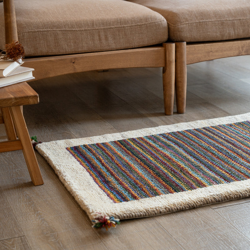 ギャッベ　ペルシャ手織り絨毯　玄関マット　55×91cm