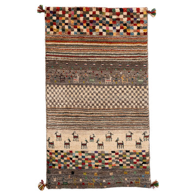 ギャッベ　ペルシャ手織り絨毯　玄関マット　62×108cm