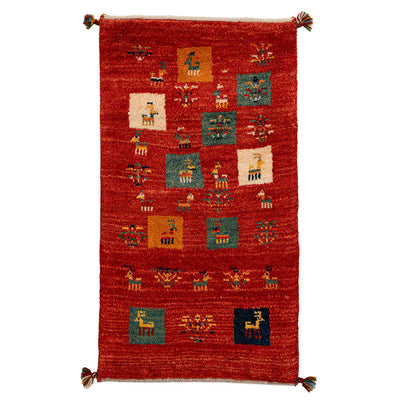 ギャッベ　ペルシャ手織り絨毯　玄関マット　57×104cm