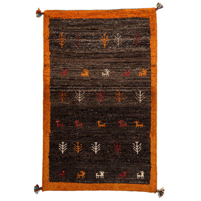 ギャッベ　ペルシャ手織り絨毯　玄関マット　63×100cm