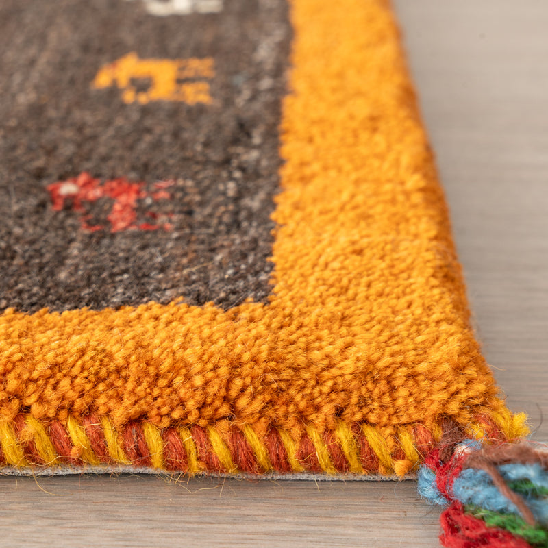 ギャッベ　ペルシャ手織り絨毯　玄関マット　63×100cm
