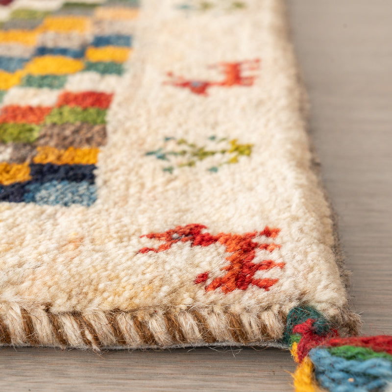 ギャッベ　ペルシャ手織り絨毯　玄関マット　62×91cm