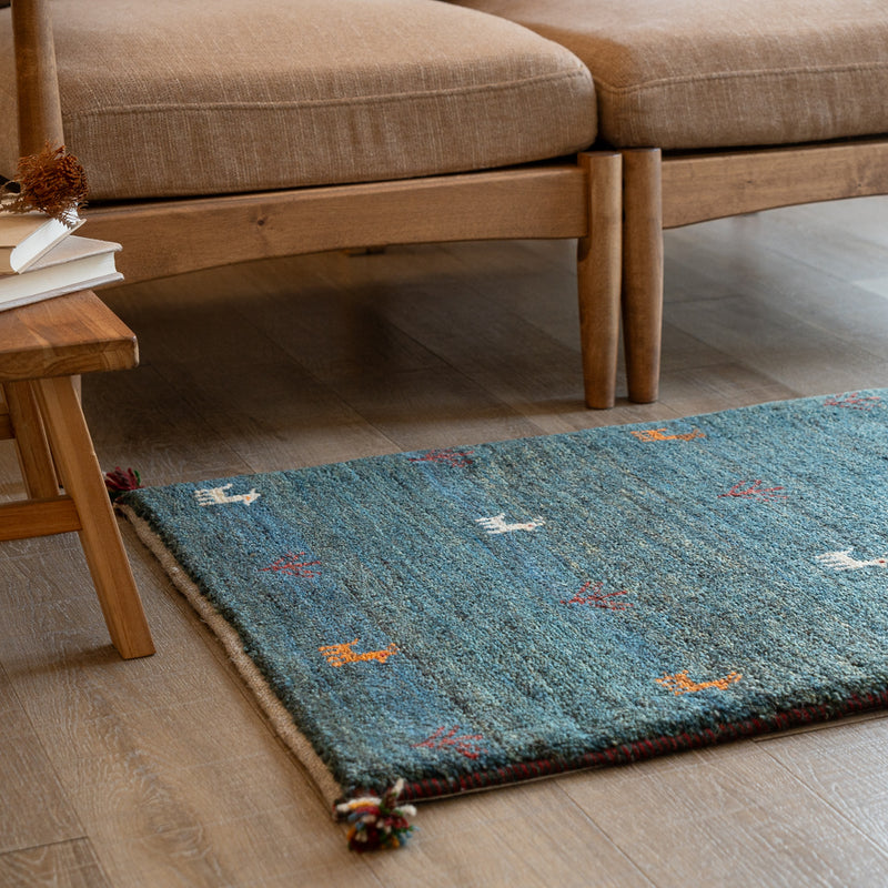 ギャッベ　ペルシャ手織り絨毯　玄関マット　61×99cm