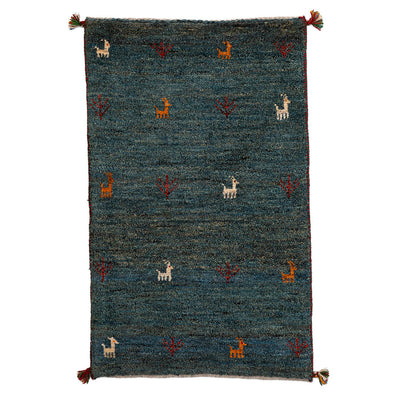 ギャッベ　ペルシャ手織り絨毯　玄関マット　61×99cm