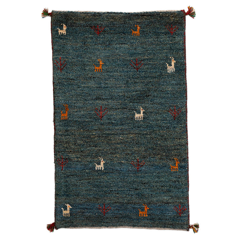 ギャッベ　ペルシャ手織り絨毯　玄関マット　61×99cm