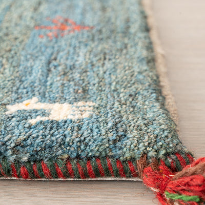 ギャッベ　ペルシャ手織り絨毯　玄関マット　61×99cm