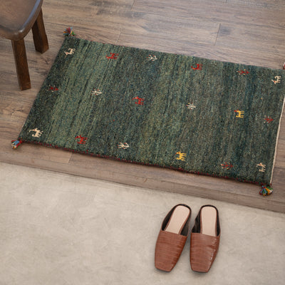 ギャッベ　ペルシャ手織り絨毯　玄関マット　60×92cm
