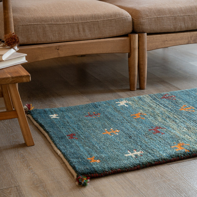 ギャッベ　ペルシャ手織り絨毯　玄関マット　59×100cm
