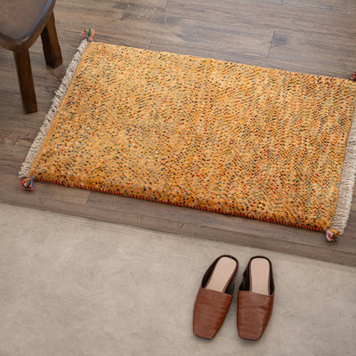 ギャッベ　ペルシャ手織り絨毯　玄関マット　64×90cm