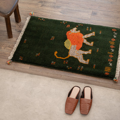ギャッベ　ペルシャ手織り絨毯　玄関マット　63×90cm