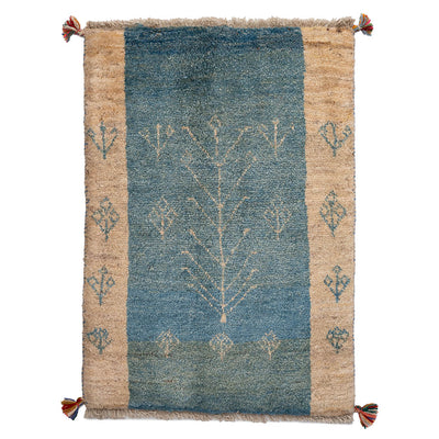 ギャッベ　ペルシャ手織り絨毯　玄関マット　58×82cm