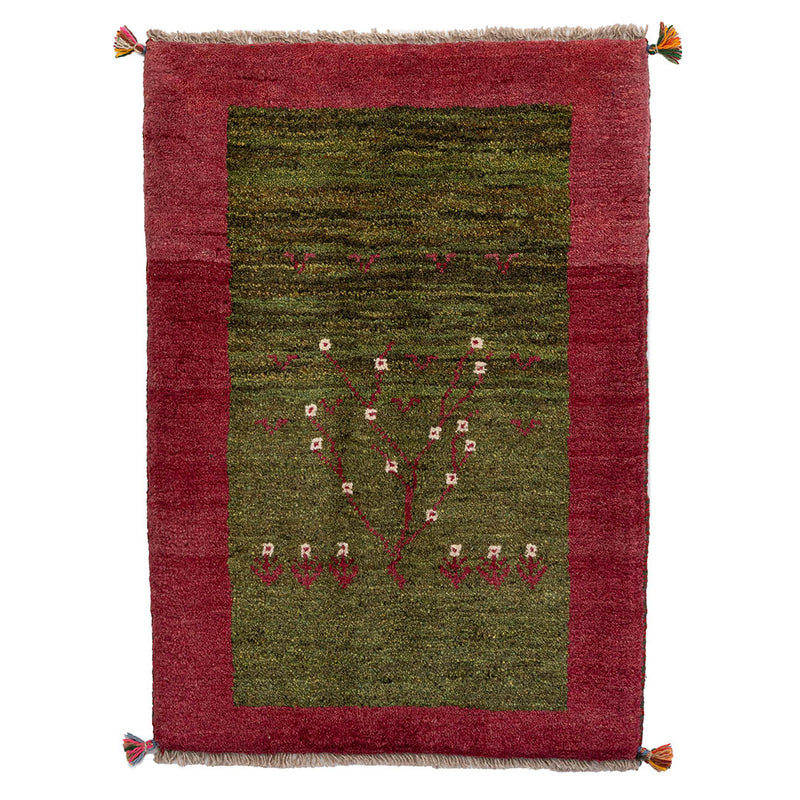 ギャッベ　ペルシャ手織り絨毯　玄関マット　65×92cm
