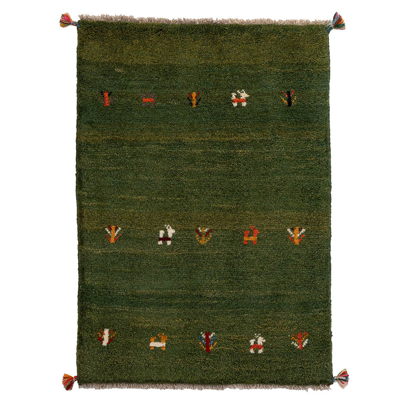 ギャッベ　ペルシャ手織り絨毯　玄関マット　63×90cm