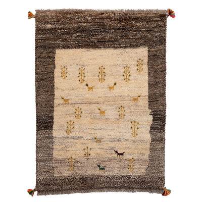 ギャッベ　ペルシャ手織り絨毯　玄関マット　62×85cm