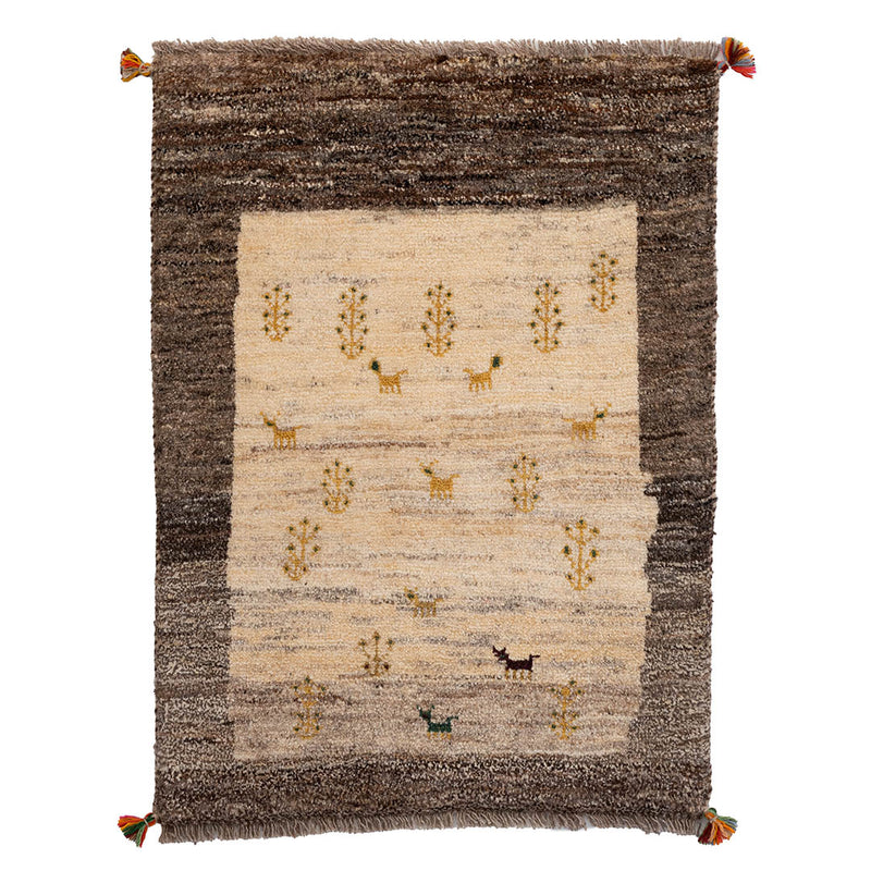 ギャッベ　ペルシャ手織り絨毯　玄関マット　62×85cm
