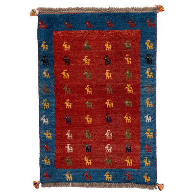 ギャッベ　ペルシャ手織り絨毯　玄関マット　64×87cm