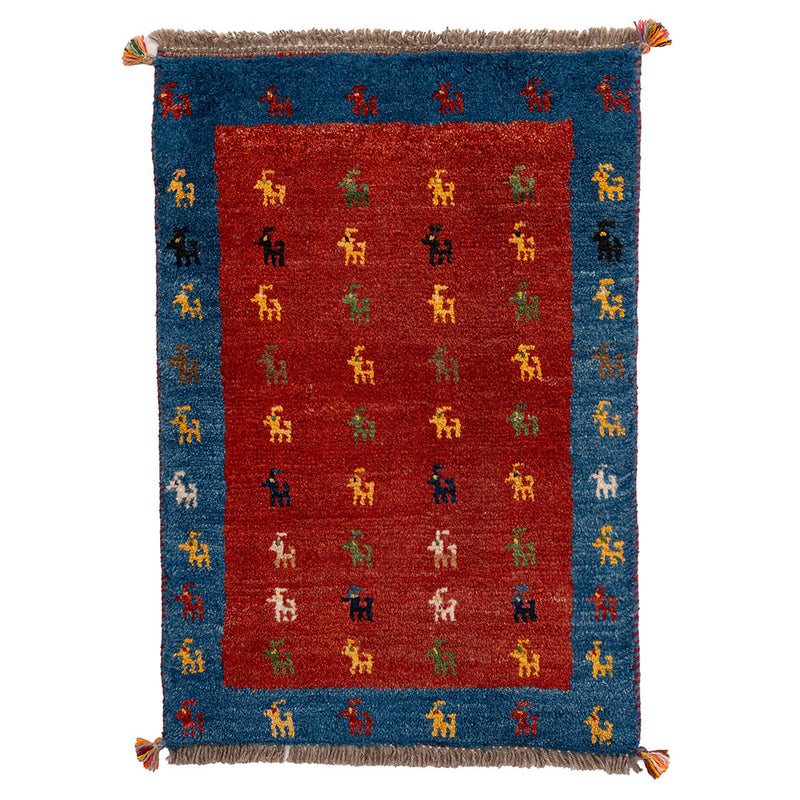 ギャッベ　ペルシャ手織り絨毯　玄関マット　64×87cm