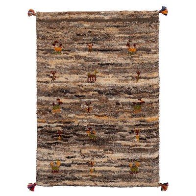 ギャッベ　ペルシャ手織り絨毯　玄関マット　60×86cm