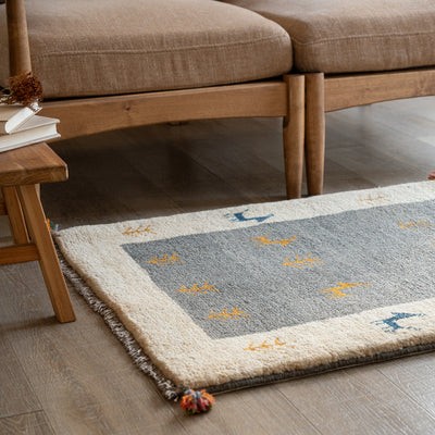ギャッベ　ペルシャ手織り絨毯　玄関マット　67×90cm