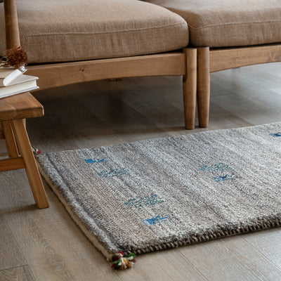 ギャッベ　ペルシャ手織り絨毯　玄関マット　62×92cm