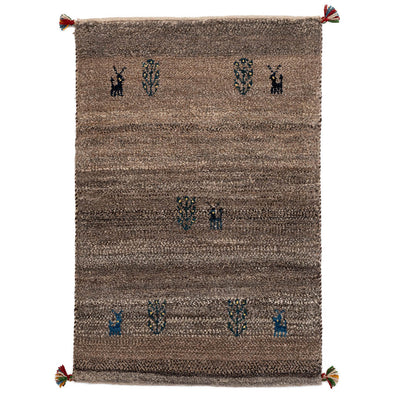 ギャッベ　ペルシャ手織り絨毯　玄関マット　62×92cm