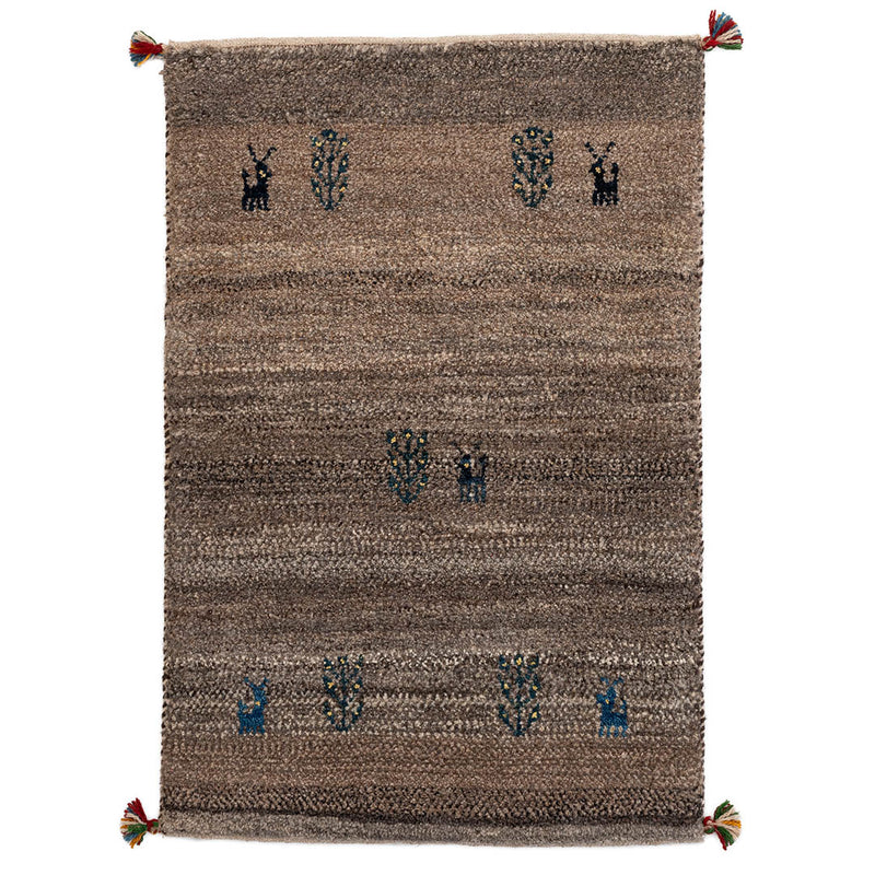 ギャッベ　ペルシャ手織り絨毯　玄関マット　62×92cm