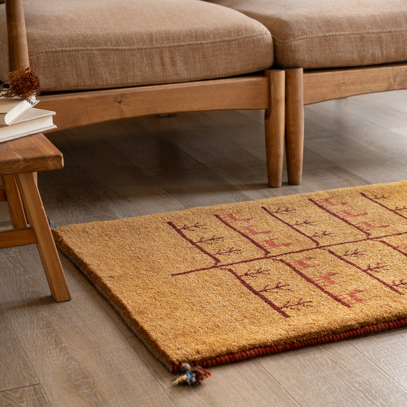 ギャッベ　ペルシャ手織り絨毯　玄関マット　60×98cm