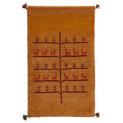 ギャッベ　ペルシャ手織り絨毯　玄関マット　60×98cm