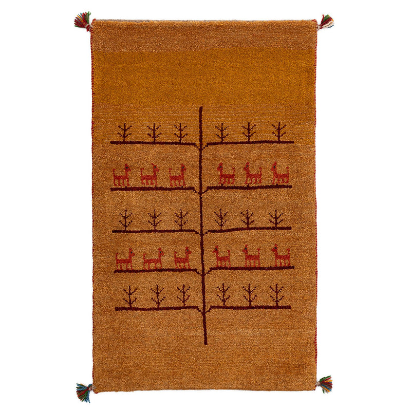 ギャッベ　ペルシャ手織り絨毯　玄関マット　60×98cm