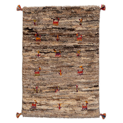 ギャッベ　ペルシャ手織り絨毯　玄関マット　59×83cm