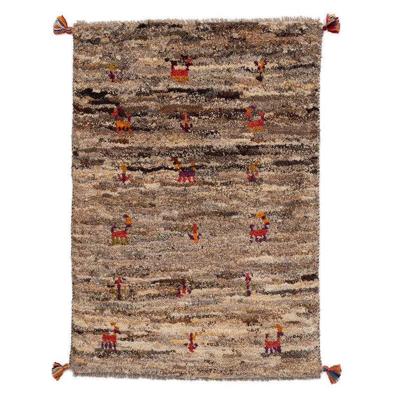 ギャッベ　ペルシャ手織り絨毯　玄関マット　59×83cm
