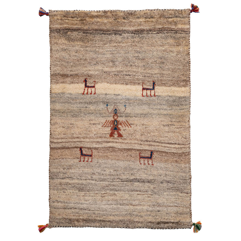 ギャッベ　ペルシャ手織り絨毯　玄関マット　61×95cm