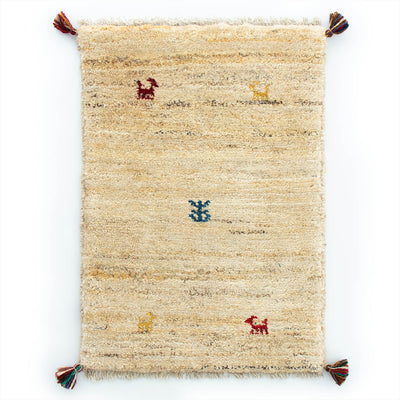 ギャッベ　ペルシャ手織り絨毯　玄関マット　53.5×75cm
