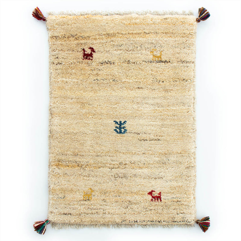 ギャッベ　ペルシャ手織り絨毯　玄関マット　53.5×75cm