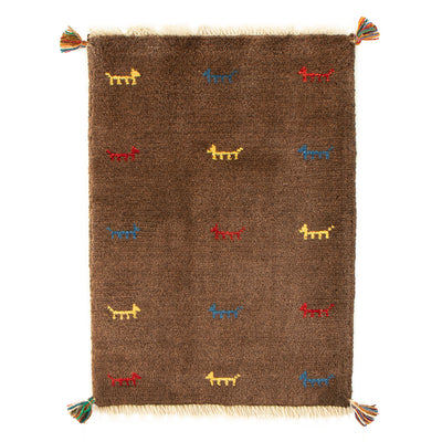 ギャッベ　ペルシャ手織り絨毯　玄関マット　53×74cm