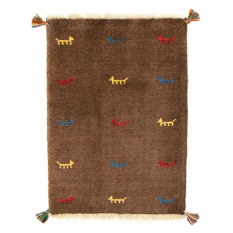 ギャッベ　ペルシャ手織り絨毯　玄関マット　53×74cm