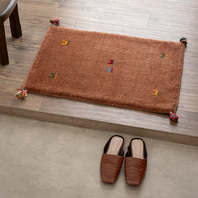 ギャッベ　ペルシャ手織り絨毯　玄関マット　54×75cm