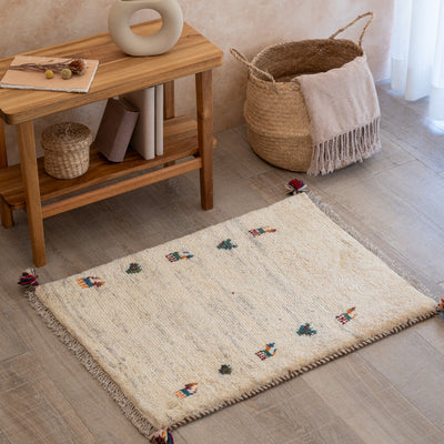 ギャッベ　ペルシャ手織り絨毯　玄関マット　56×75cm