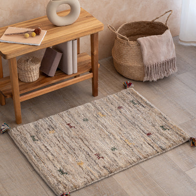 ギャッベ　ペルシャ手織り絨毯　玄関マット　53×75cm