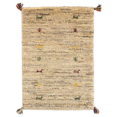 ギャッベ　ペルシャ手織り絨毯　玄関マット　53×75cm